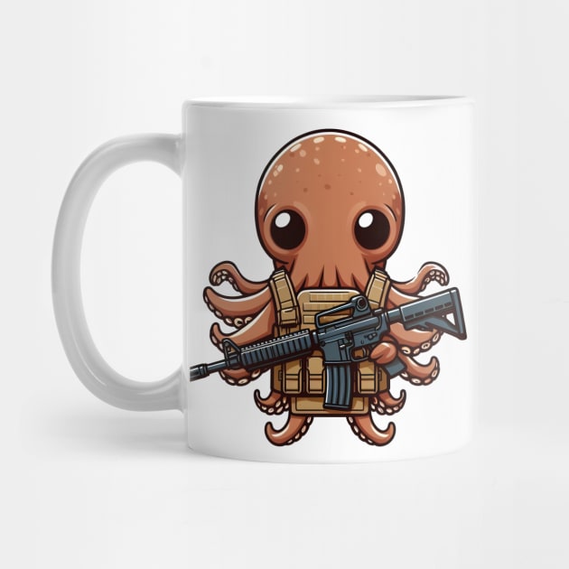 Tactical Octopus Adventure Tee: Where Intelligence Meets Style by Rawlifegraphic